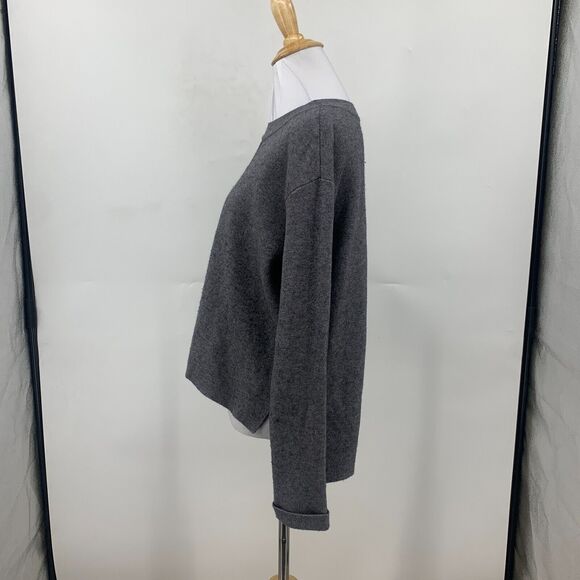 Zara Knit Sweater Womens M Medium Gray Split Seams High Low Cropped Pullover - Picture 5 of 11